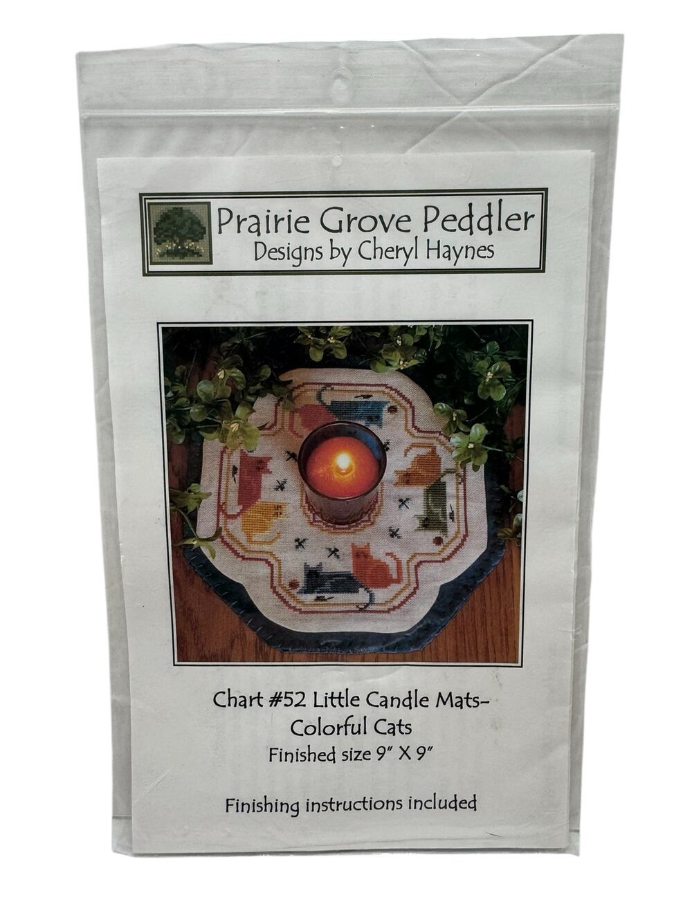 Prairie Grove Peddler Colorful Cats Candle Mats Cross Stitch Instructions #52